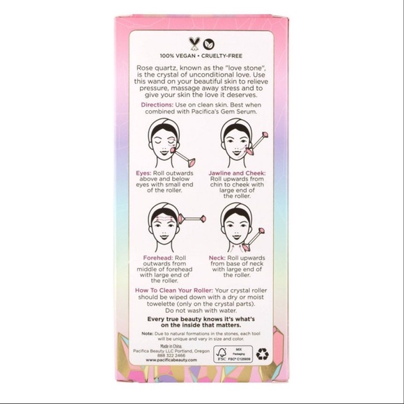 Pacifica Crystal Wand Rose Quartz Facial Roller New In Box - Picture 3 of 5